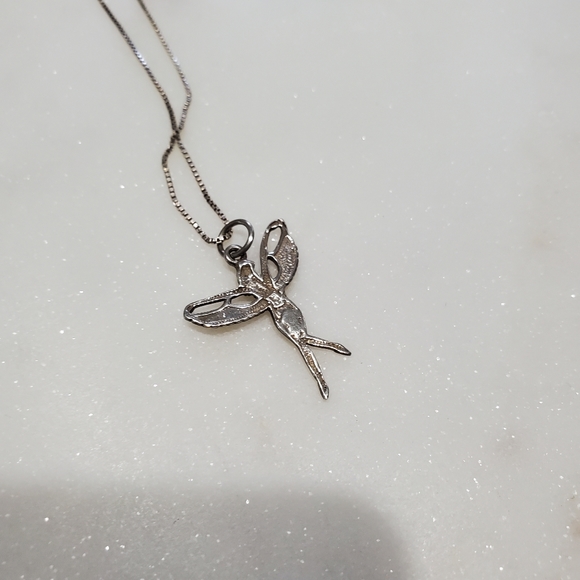 Y2K 925 Solid Sterling Silver Fairy Pendant Sterling Box Chain Women's Jewelry - Picture 2 of 8